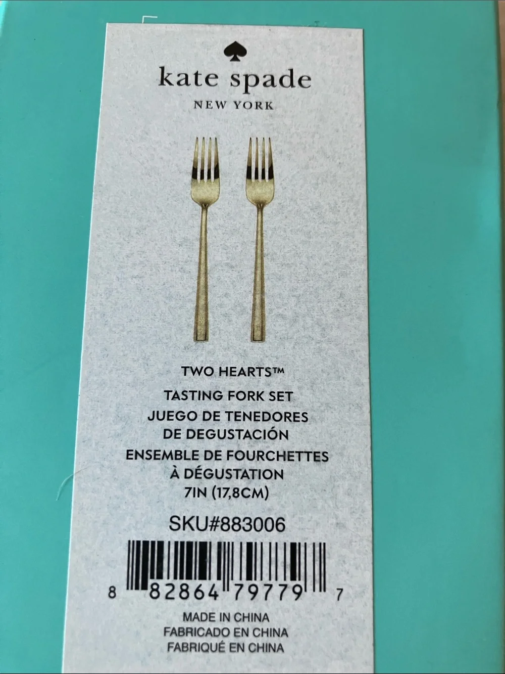 kate spade: Gold Tone “Two Hearts” Tasting Forks- set of 2
